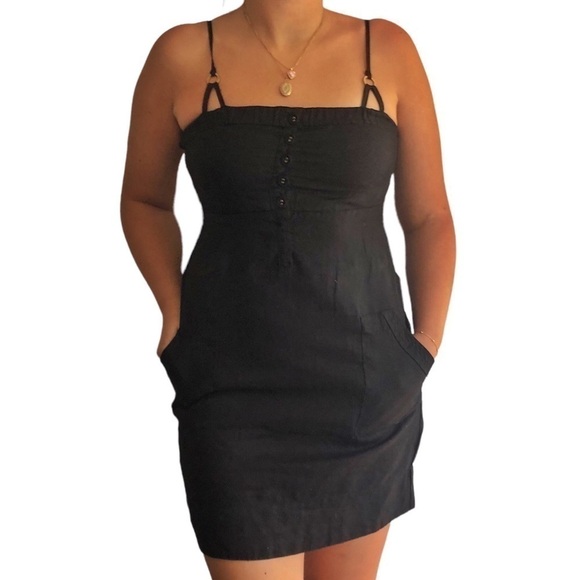 Guess jeans 100% linen dress black Small - Picture 1 of 8